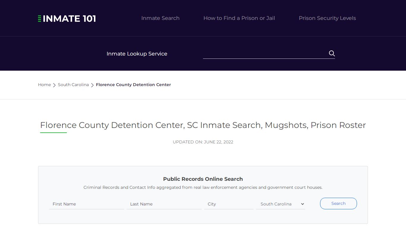 Florence County Detention Center, SC Inmate Search ...